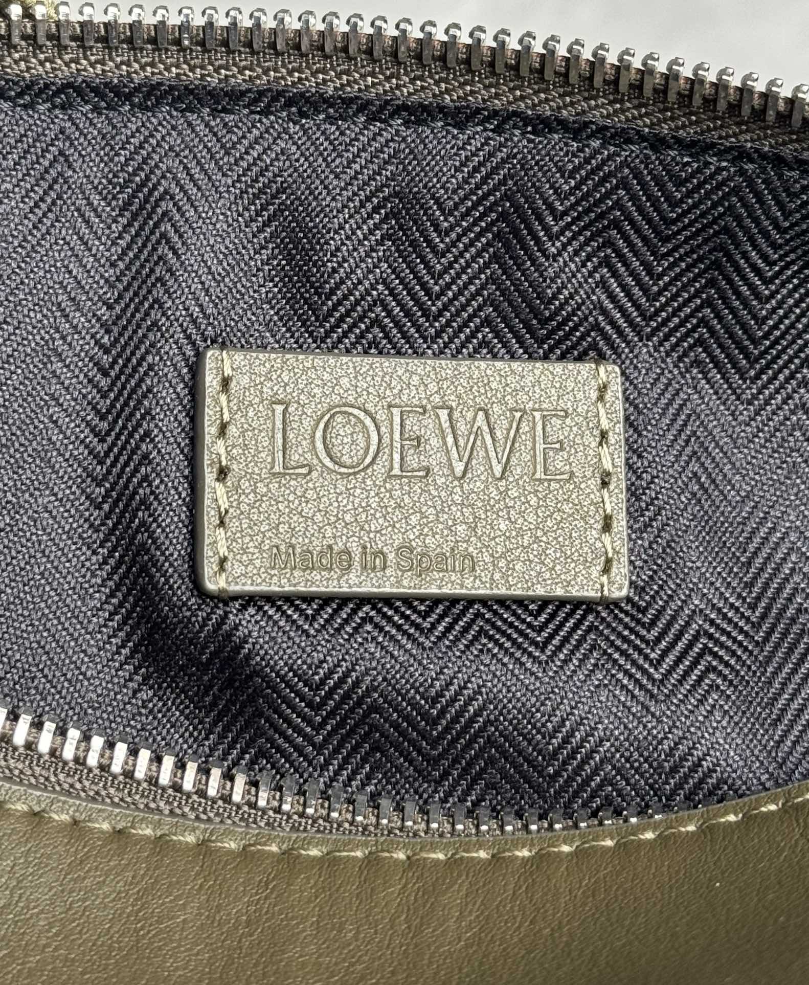 Loewe Small Cubi Crossbody Bag in Supple Smooth Calfskin and Jacquard Olive